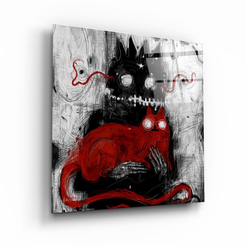 Autres décorations murales - ・"Abstract Cat"・Glass Wall Art | Artdesigna Glass Printing Wall Arts. - ARTDESIGNA