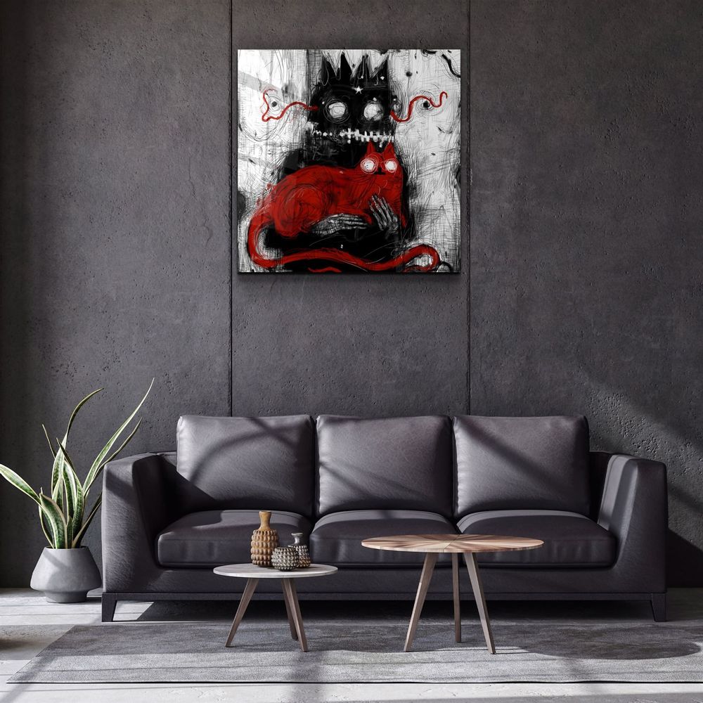Autres décorations murales - ・"Abstract Cat"・Glass Wall Art | Artdesigna Glass Printing Wall Arts. - ARTDESIGNA