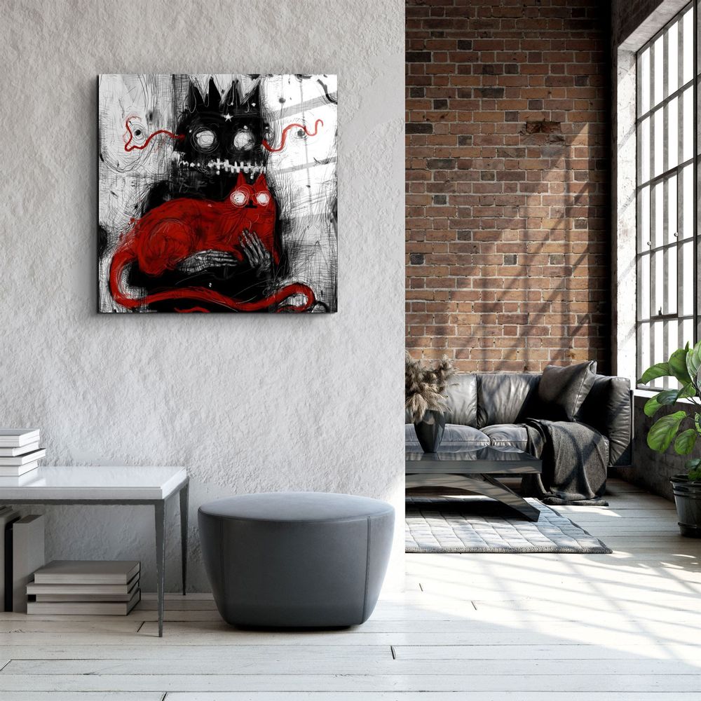 Autres décorations murales - ・"Abstract Cat"・Glass Wall Art | Artdesigna Glass Printing Wall Arts. - ARTDESIGNA