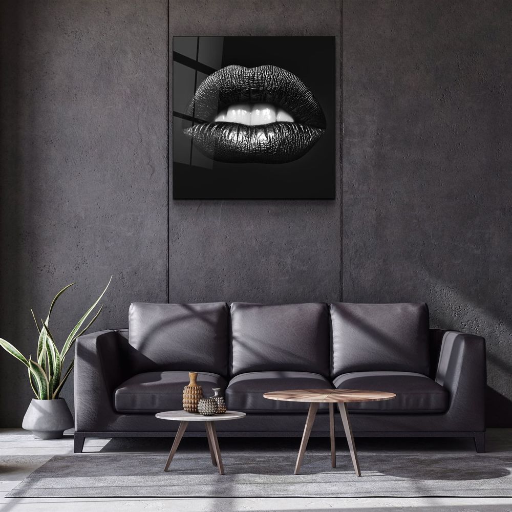 Autres décorations murales - ・"Black Lips"・Glass Wall Art | Artdesigna Glass Printing Wall Arts. - ARTDESIGNA