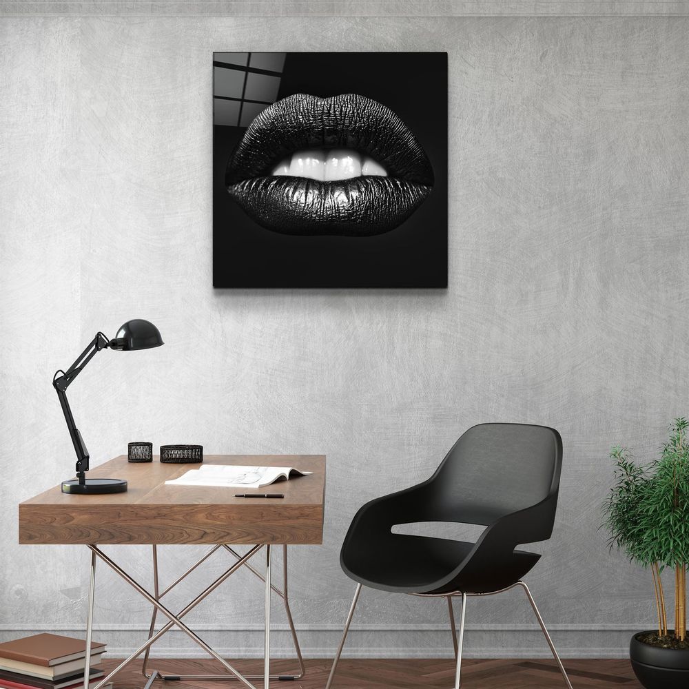 Autres décorations murales - ・"Black Lips"・Glass Wall Art | Artdesigna Glass Printing Wall Arts. - ARTDESIGNA