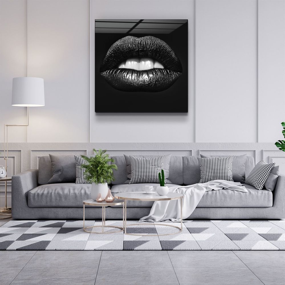 Autres décorations murales - ・"Black Lips"・Glass Wall Art | Artdesigna Glass Printing Wall Arts. - ARTDESIGNA