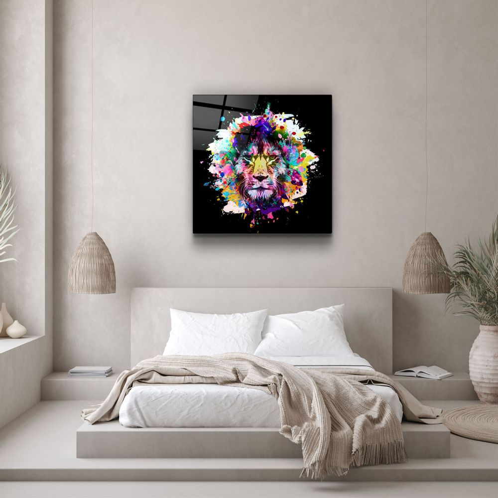 Autres décorations murales - ・"Lion Abstract"・Glass Wall Art | Artdesigna Glass Printing Wall Arts. - ARTDESIGNA
