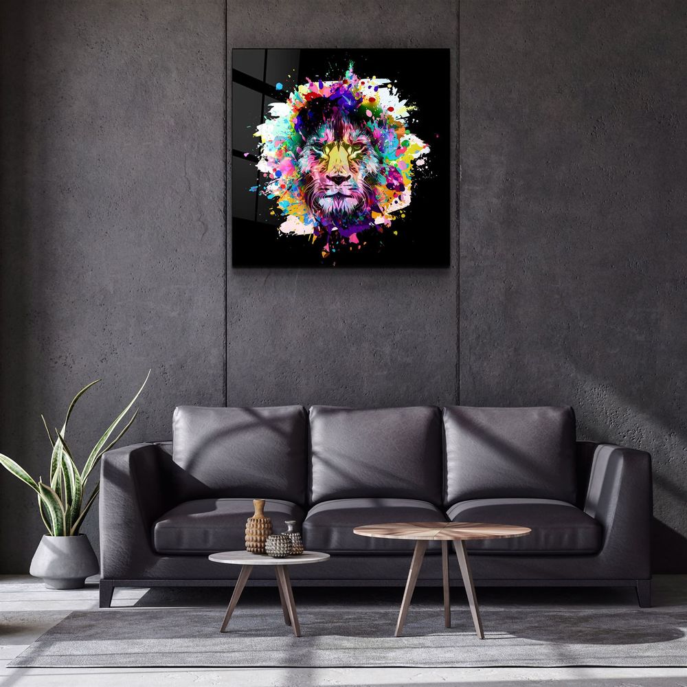 Autres décorations murales - ・"Lion Abstract"・Glass Wall Art | Artdesigna Glass Printing Wall Arts. - ARTDESIGNA