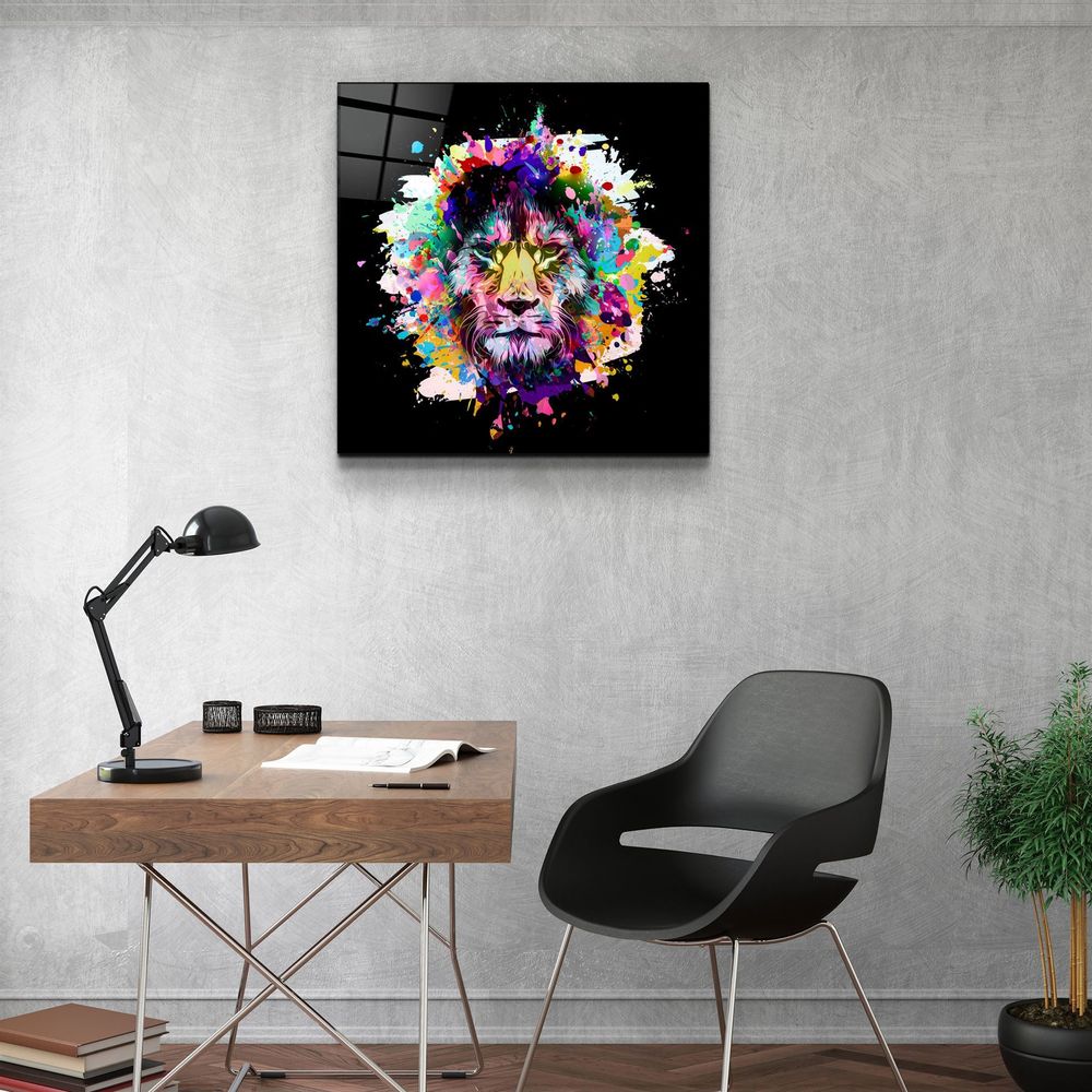 Autres décorations murales - ・"Lion Abstract"・Glass Wall Art | Artdesigna Glass Printing Wall Arts. - ARTDESIGNA