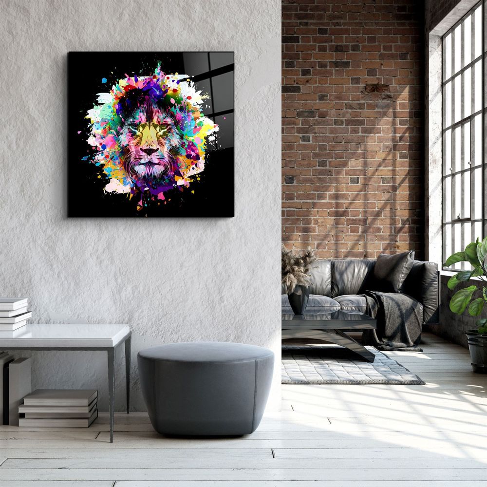 Autres décorations murales - ・"Lion Abstract"・Glass Wall Art | Artdesigna Glass Printing Wall Arts. - ARTDESIGNA