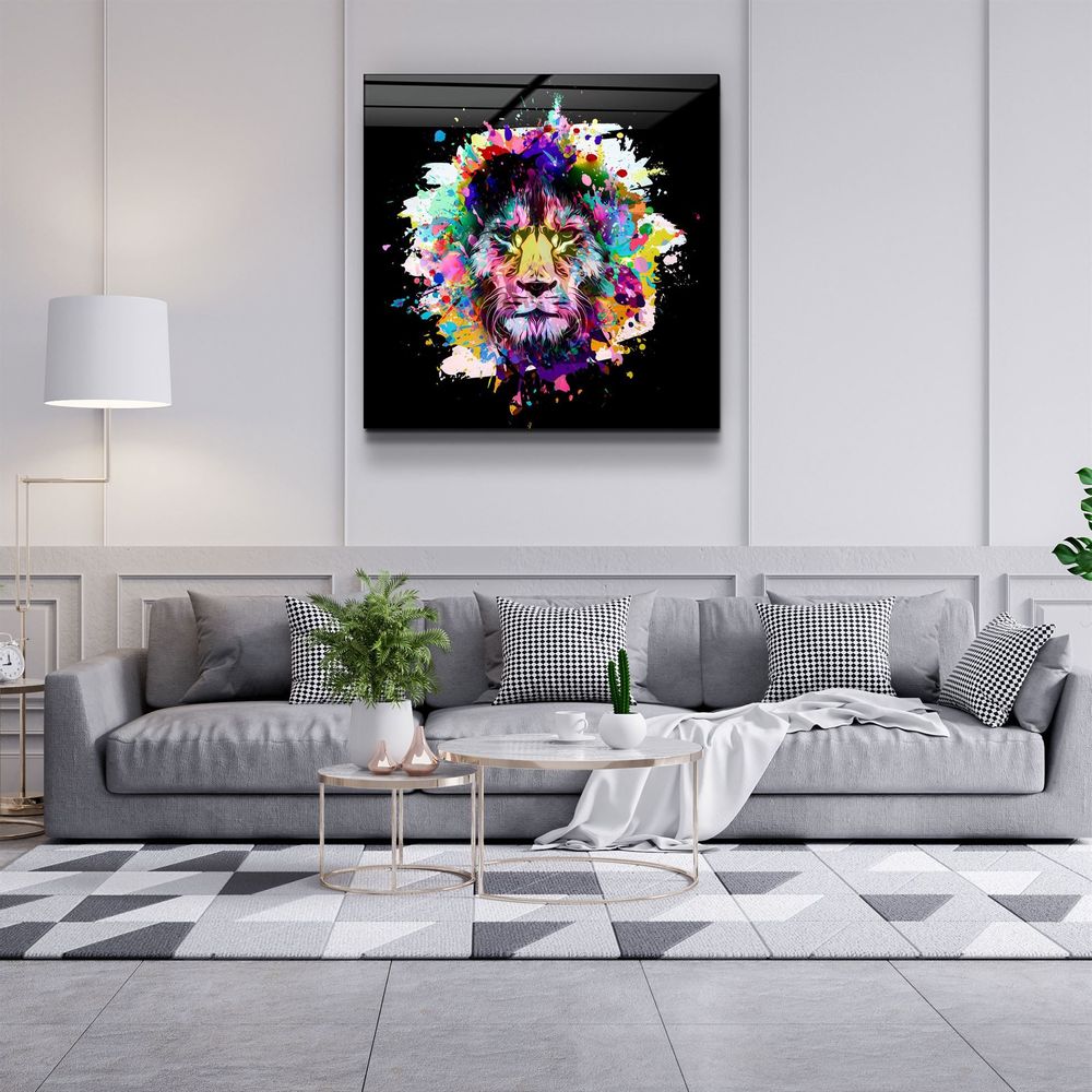 Autres décorations murales - ・"Lion Abstract"・Glass Wall Art | Artdesigna Glass Printing Wall Arts. - ARTDESIGNA
