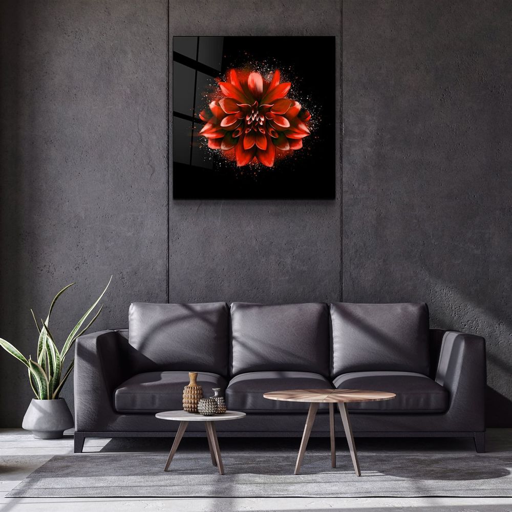 Autres décorations murales - ・"Red Flower"・Glass Wall Art | Artdesigna Glass Printing Wall Arts. - ARTDESIGNA