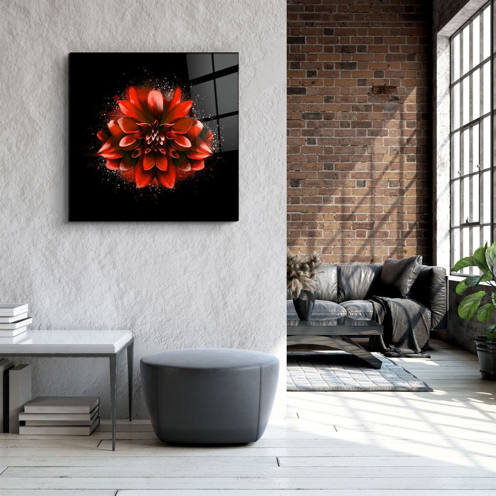 Autres décorations murales - ・"Red Flower"・Glass Wall Art | Artdesigna Glass Printing Wall Arts. - ARTDESIGNA