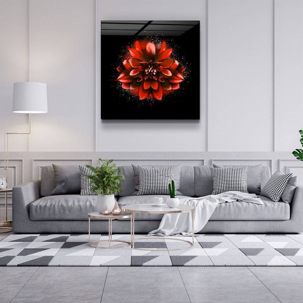 Autres décorations murales - ・"Red Flower"・Glass Wall Art | Artdesigna Glass Printing Wall Arts. - ARTDESIGNA