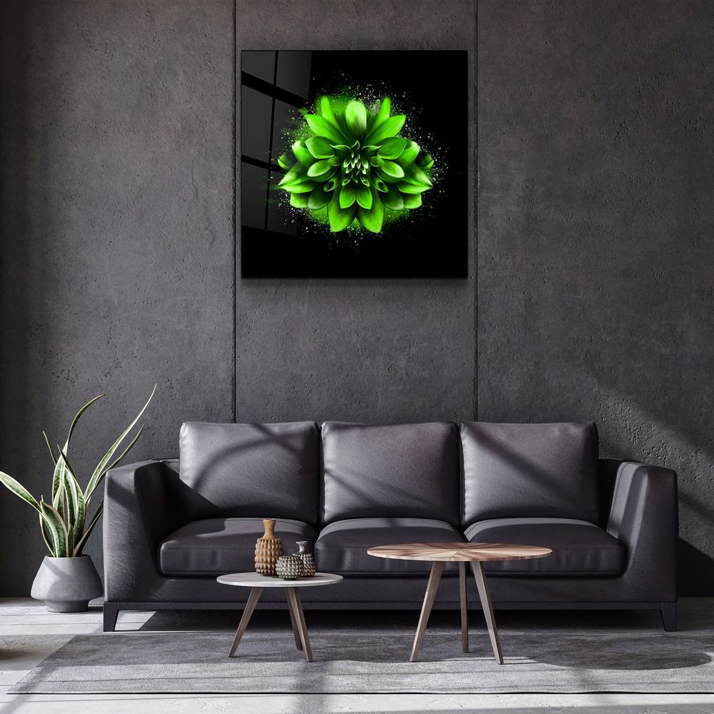 Other wall decoration - ・"Green Flower"・Glass Wall Art | Artdesigna Glass Printing Wall Arts. - ARTDESIGNA