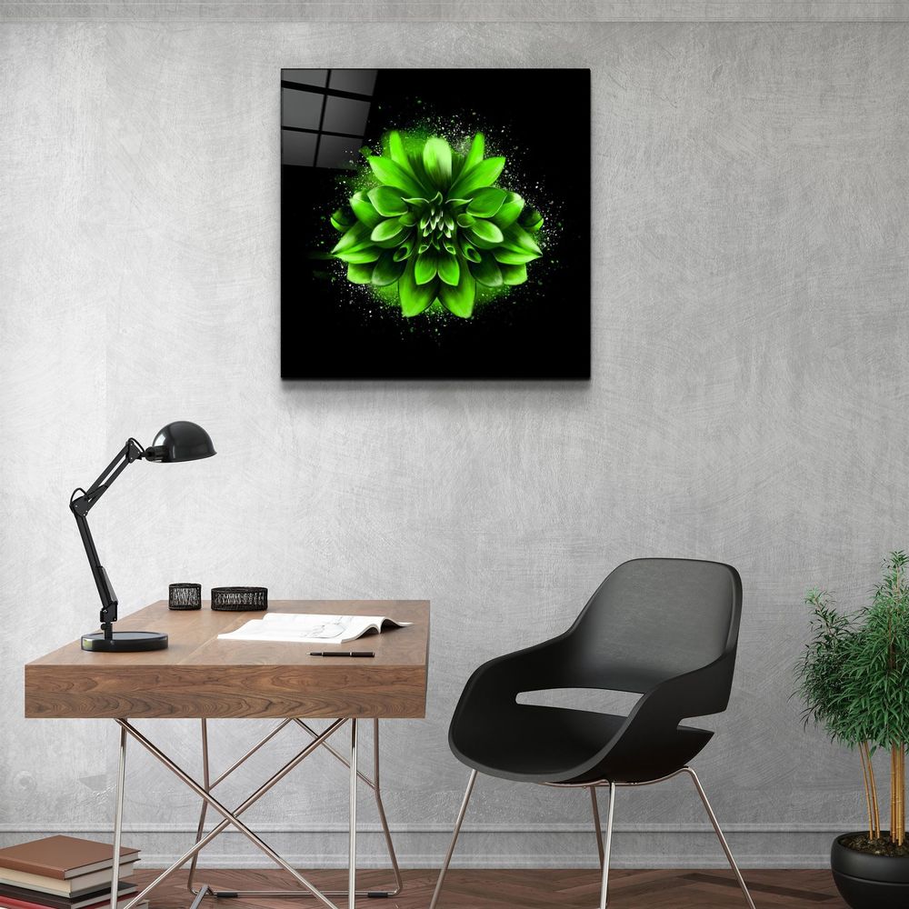 Other wall decoration - ・"Green Flower"・Glass Wall Art | Artdesigna Glass Printing Wall Arts. - ARTDESIGNA