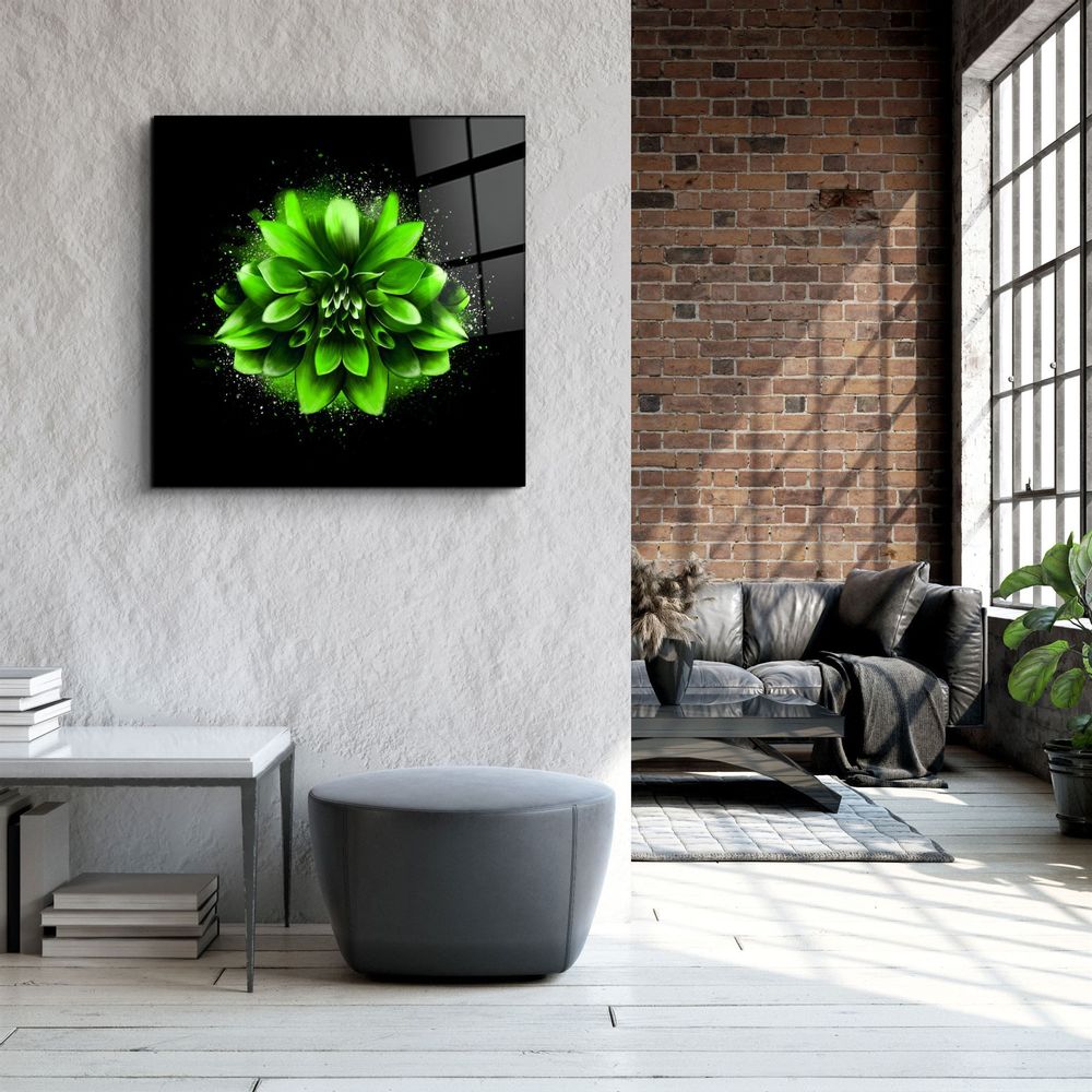 Other wall decoration - ・"Green Flower"・Glass Wall Art | Artdesigna Glass Printing Wall Arts. - ARTDESIGNA