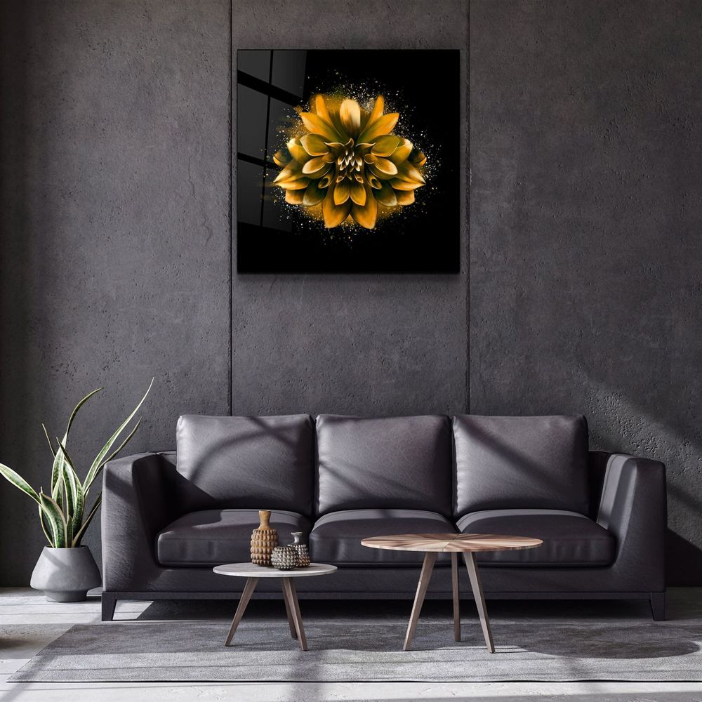 Other wall decoration - ・"Yellow Flower"・Glass Wall Art | Artdesigna Glass Printing Wall Arts. - ARTDESIGNA
