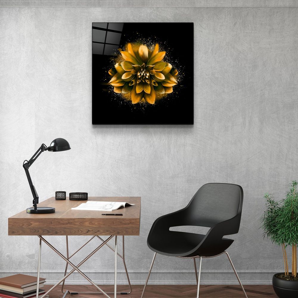 Other wall decoration - ・"Yellow Flower"・Glass Wall Art | Artdesigna Glass Printing Wall Arts. - ARTDESIGNA