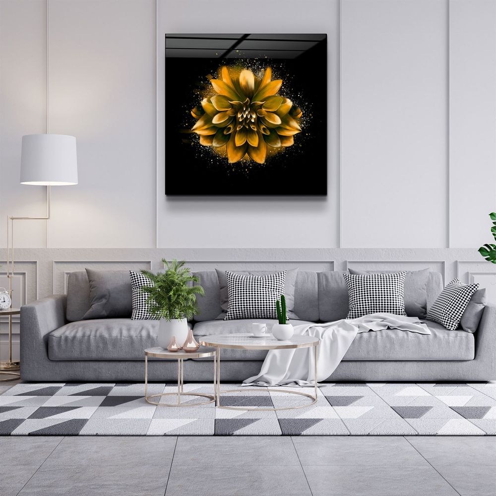 Other wall decoration - ・"Yellow Flower"・Glass Wall Art | Artdesigna Glass Printing Wall Arts. - ARTDESIGNA