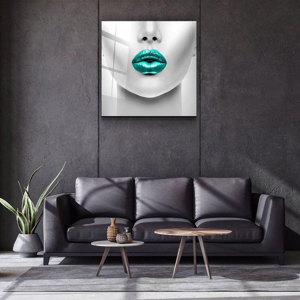 Other wall decoration - ・"Green Lips"・Glass Wall Art | Artdesigna Glass Printing Wall Arts. - ARTDESIGNA