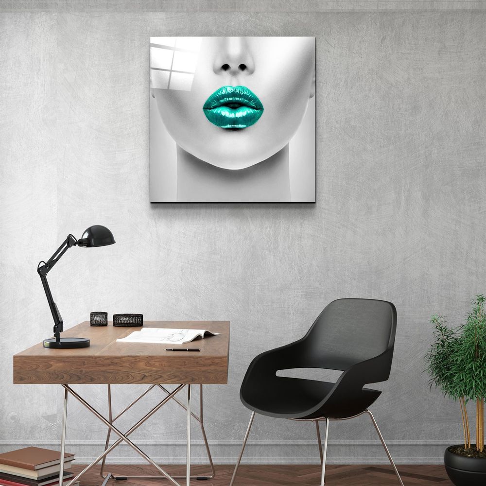 Other wall decoration - ・"Green Lips"・Glass Wall Art | Artdesigna Glass Printing Wall Arts. - ARTDESIGNA
