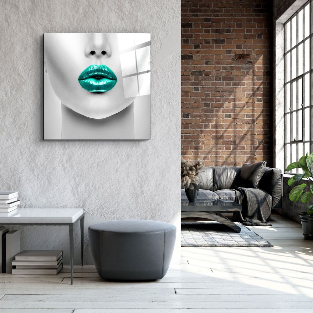 Other wall decoration - ・"Green Lips"・Glass Wall Art | Artdesigna Glass Printing Wall Arts. - ARTDESIGNA
