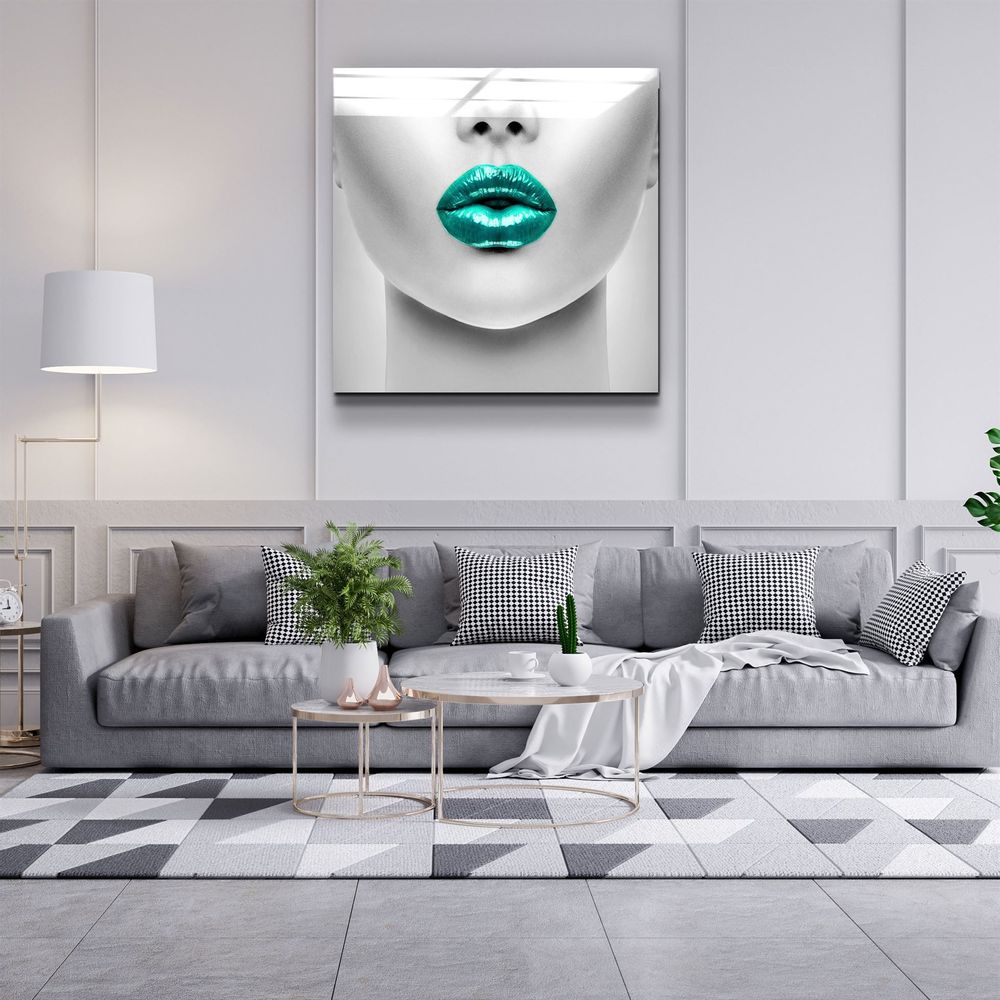 Other wall decoration - ・"Green Lips"・Glass Wall Art | Artdesigna Glass Printing Wall Arts. - ARTDESIGNA