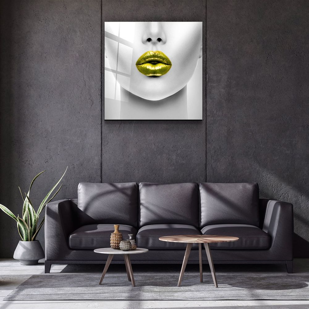 Other wall decoration - ・"Yellow Lips"・Glass Wall Art | Artdesigna Glass Printing Wall Arts. - ARTDESIGNA