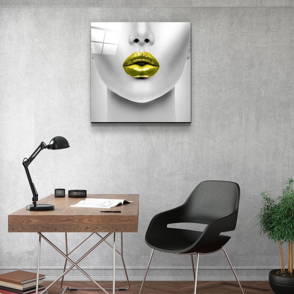 Other wall decoration - ・"Yellow Lips"・Glass Wall Art | Artdesigna Glass Printing Wall Arts. - ARTDESIGNA