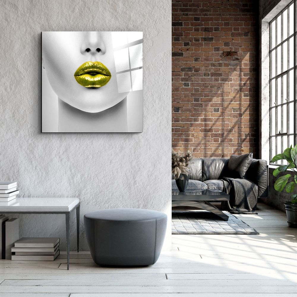 Other wall decoration - ・"Yellow Lips"・Glass Wall Art | Artdesigna Glass Printing Wall Arts. - ARTDESIGNA