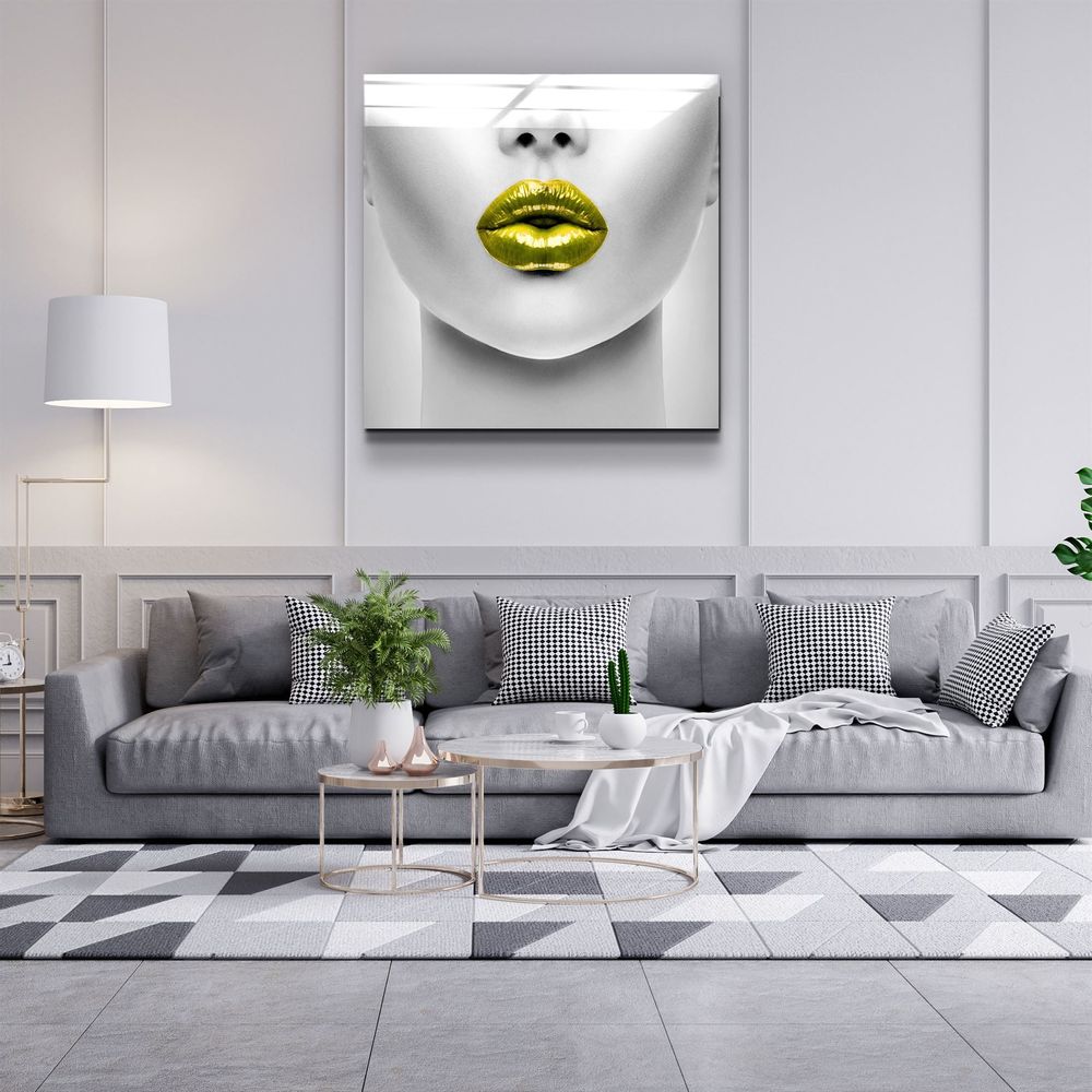 Other wall decoration - ・"Yellow Lips"・Glass Wall Art | Artdesigna Glass Printing Wall Arts. - ARTDESIGNA