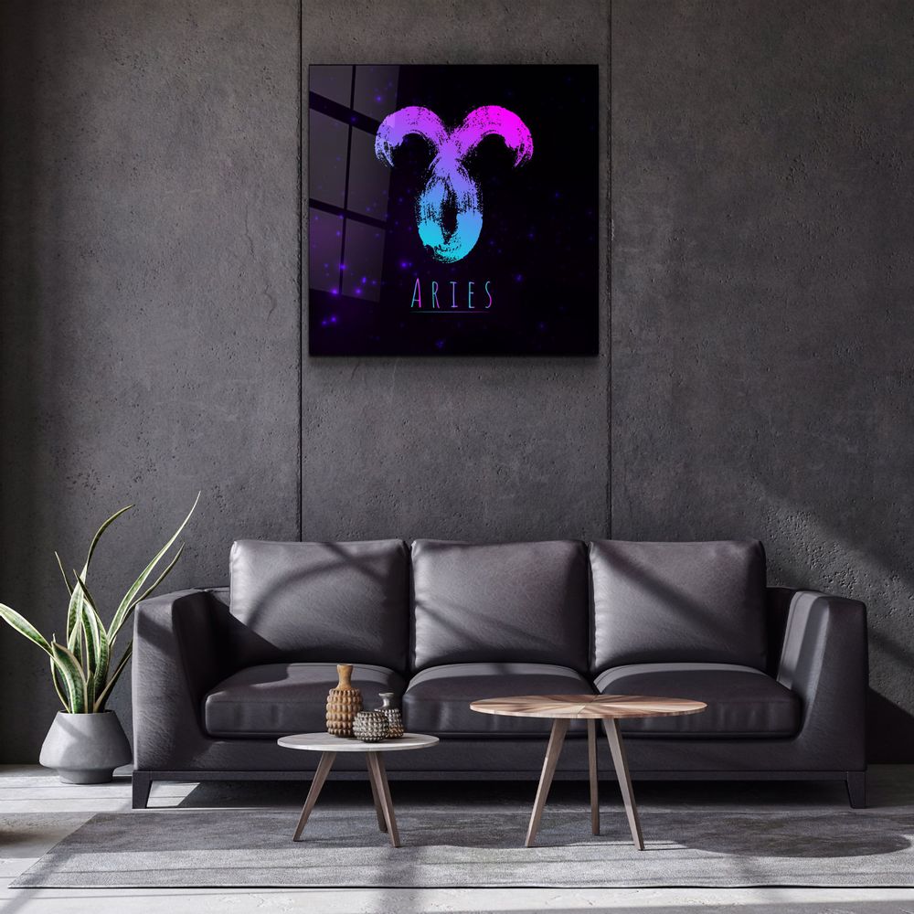Autres décorations murales - ."Zodiac V2 - Aries". Glass Wall Art | Artdesigna Glass Printing Wall Arts. - ARTDESIGNA