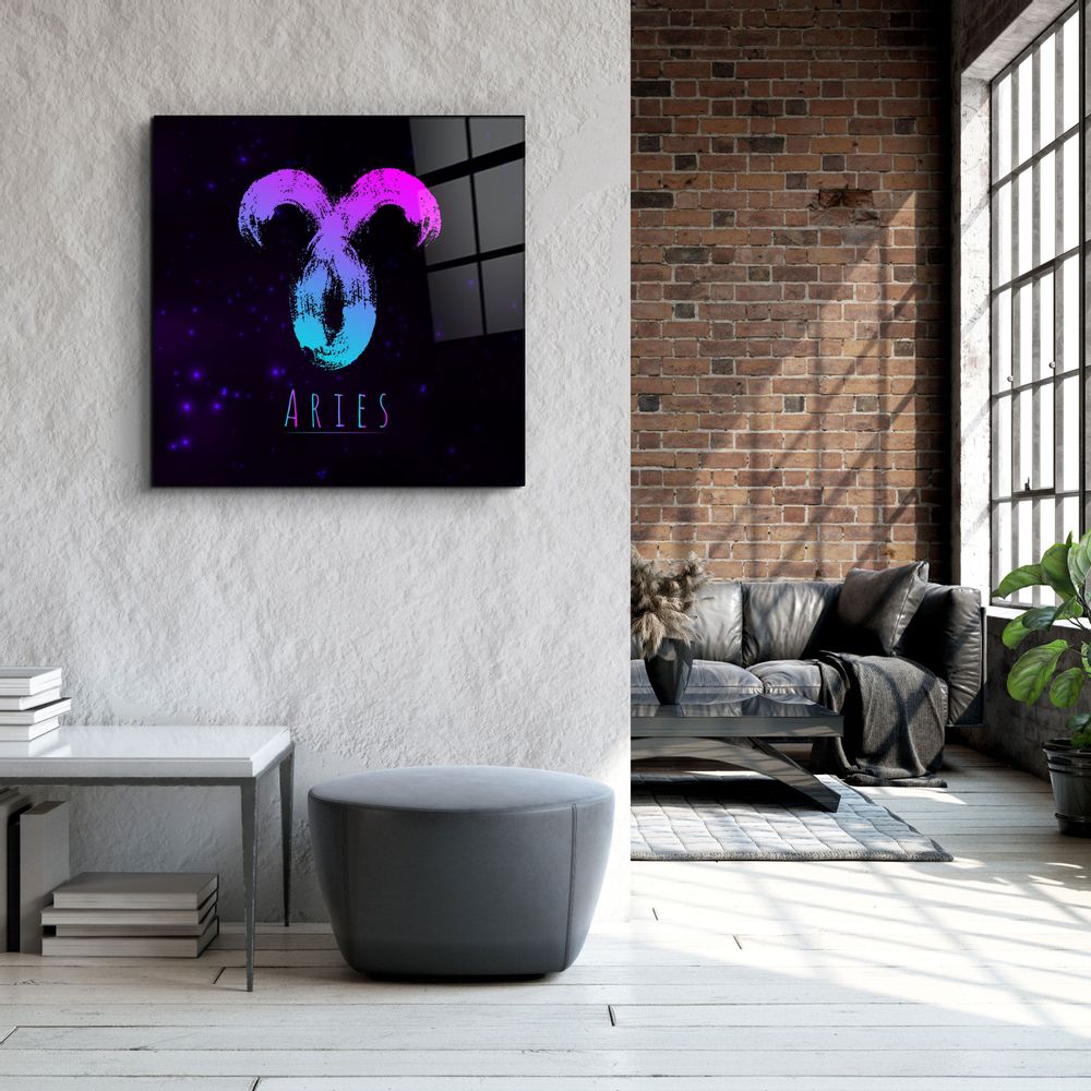 Autres décorations murales - ."Zodiac V2 - Aries". Glass Wall Art | Artdesigna Glass Printing Wall Arts. - ARTDESIGNA