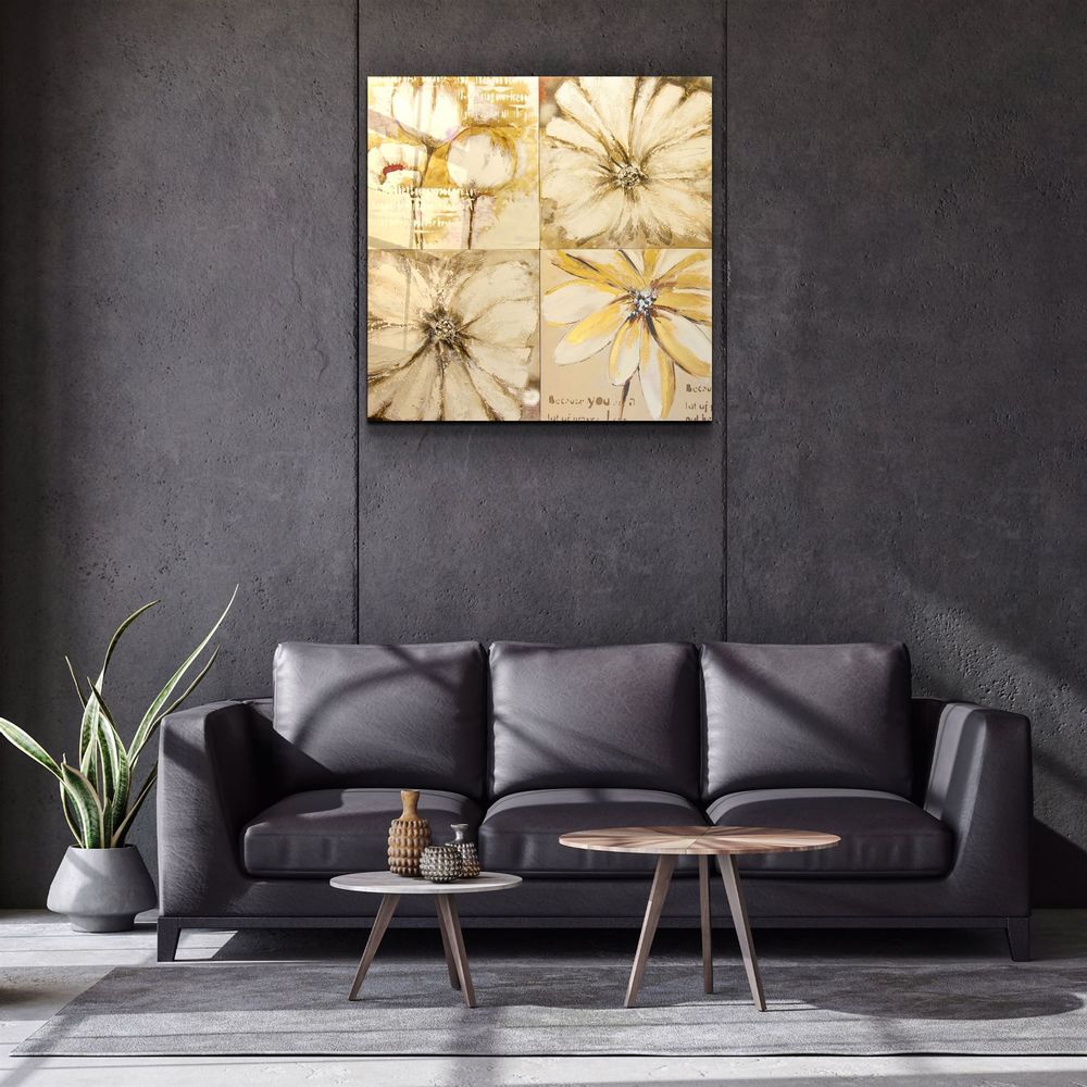 Other wall decoration - ・"Abstract Yellow Flowers"・Glass Wall Art | Artdesigna Glass Printing Wall Arts. - ARTDESIGNA