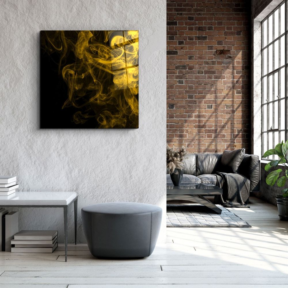Other wall decoration - ・"Yellow Smoke"・Glass Wall Art | Artdesigna Glass Printing Wall Arts. - ARTDESIGNA