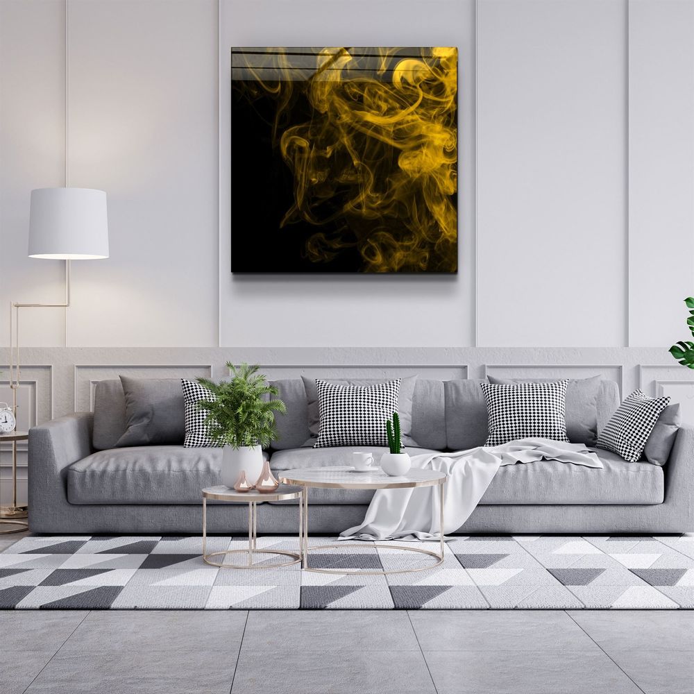 Other wall decoration - ・"Yellow Smoke"・Glass Wall Art | Artdesigna Glass Printing Wall Arts. - ARTDESIGNA