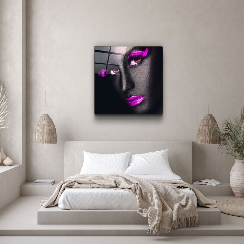 Other wall decoration - ・"Pink Lips and Eyes"・Glass Wall Art | Artdesigna Glass Printing Wall Arts. - ARTDESIGNA