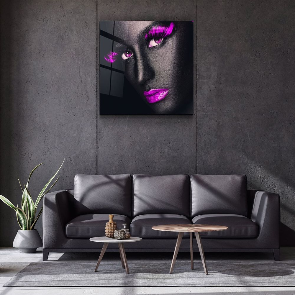 Other wall decoration - ・"Pink Lips and Eyes"・Glass Wall Art | Artdesigna Glass Printing Wall Arts. - ARTDESIGNA
