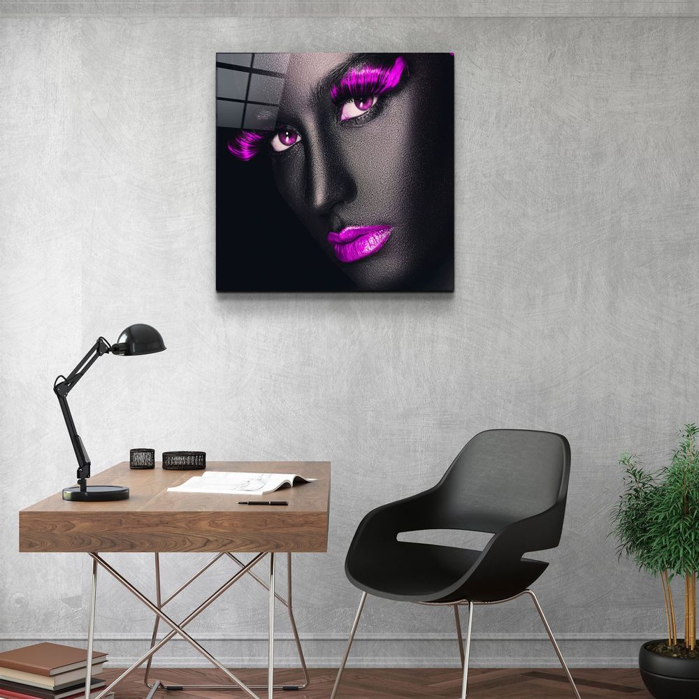 Other wall decoration - ・"Pink Lips and Eyes"・Glass Wall Art | Artdesigna Glass Printing Wall Arts. - ARTDESIGNA