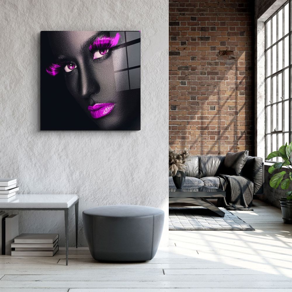 Other wall decoration - ・"Pink Lips and Eyes"・Glass Wall Art | Artdesigna Glass Printing Wall Arts. - ARTDESIGNA