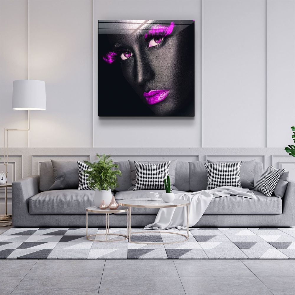Other wall decoration - ・"Pink Lips and Eyes"・Glass Wall Art | Artdesigna Glass Printing Wall Arts. - ARTDESIGNA