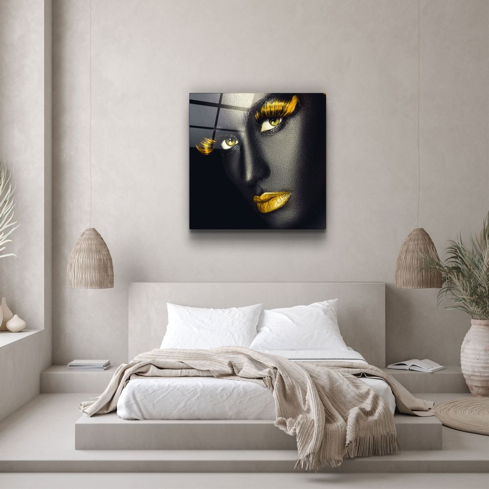 Other wall decoration - ・"Yellow Lips and Eyes"・Glass Wall Art | Artdesigna Glass Printing Wall Arts. - ARTDESIGNA