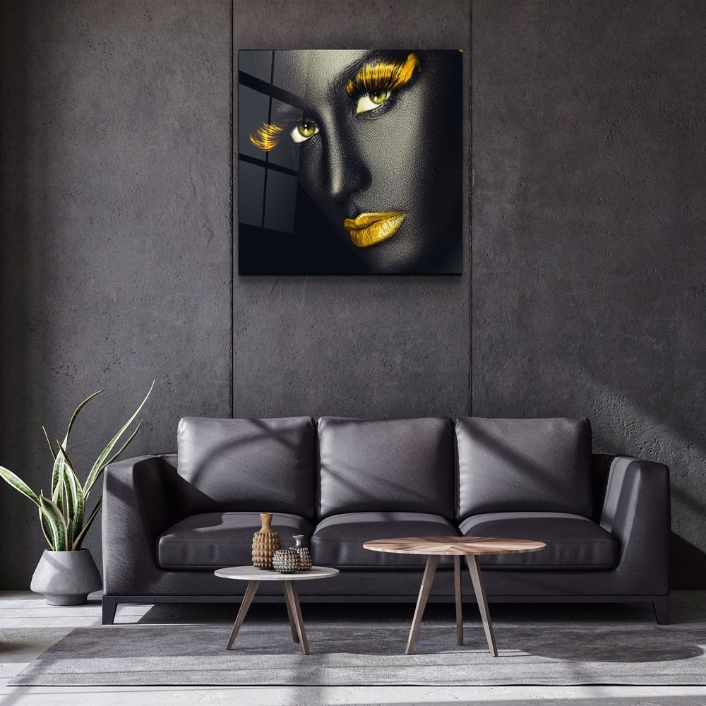 Other wall decoration - ・"Yellow Lips and Eyes"・Glass Wall Art | Artdesigna Glass Printing Wall Arts. - ARTDESIGNA