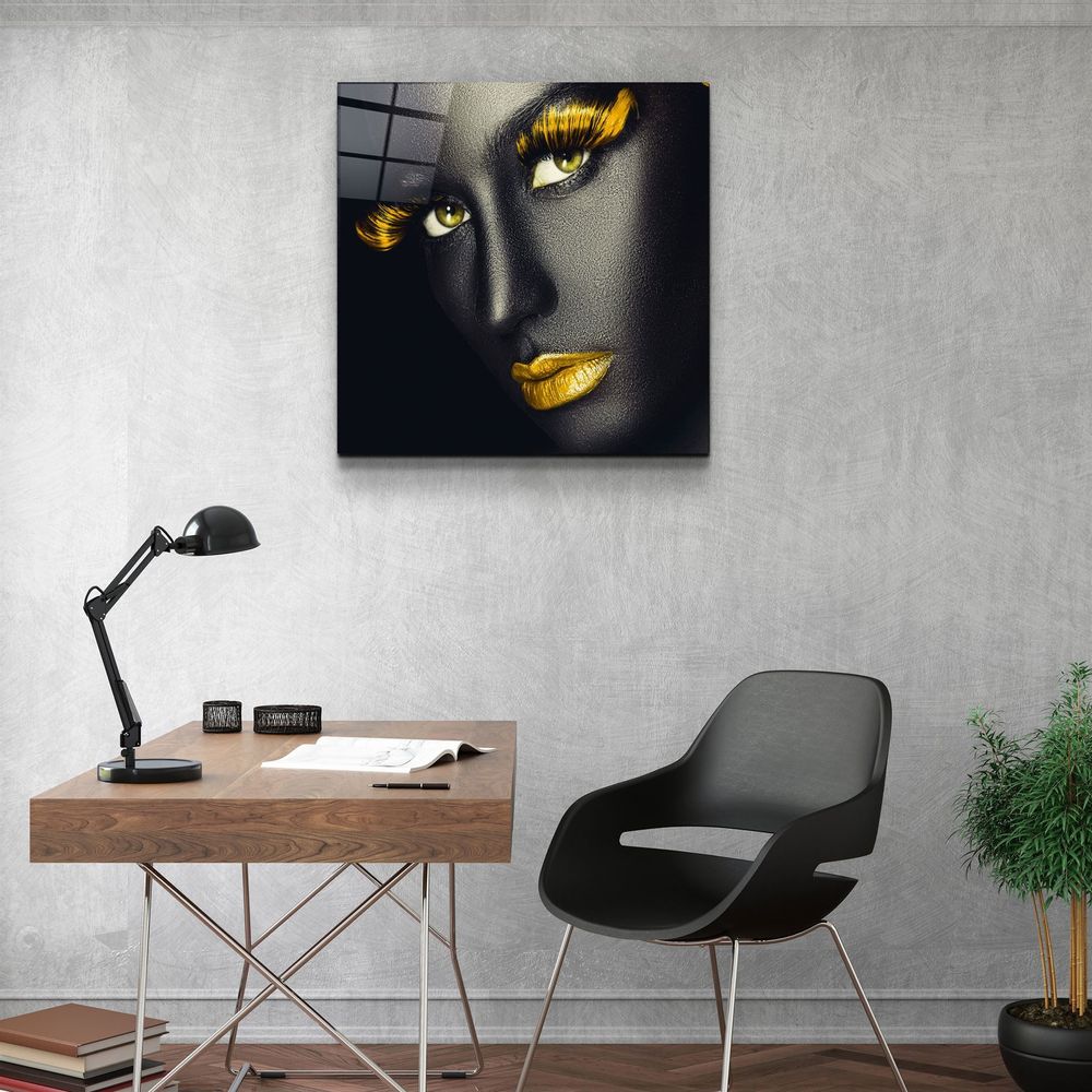 Other wall decoration - ・"Yellow Lips and Eyes"・Glass Wall Art | Artdesigna Glass Printing Wall Arts. - ARTDESIGNA