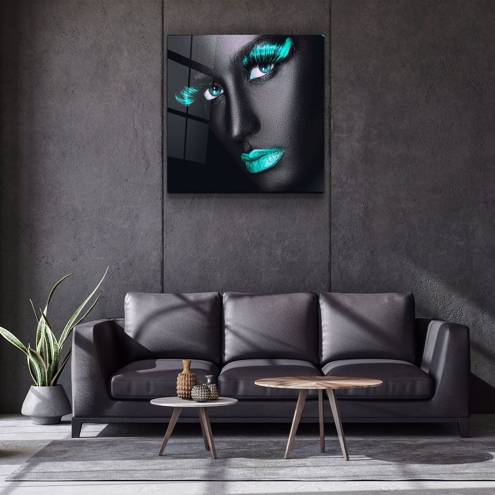 Other wall decoration - ・"Green Lips and Eyes"・Glass Wall Art | Artdesigna Glass Printing Wall Arts. - ARTDESIGNA