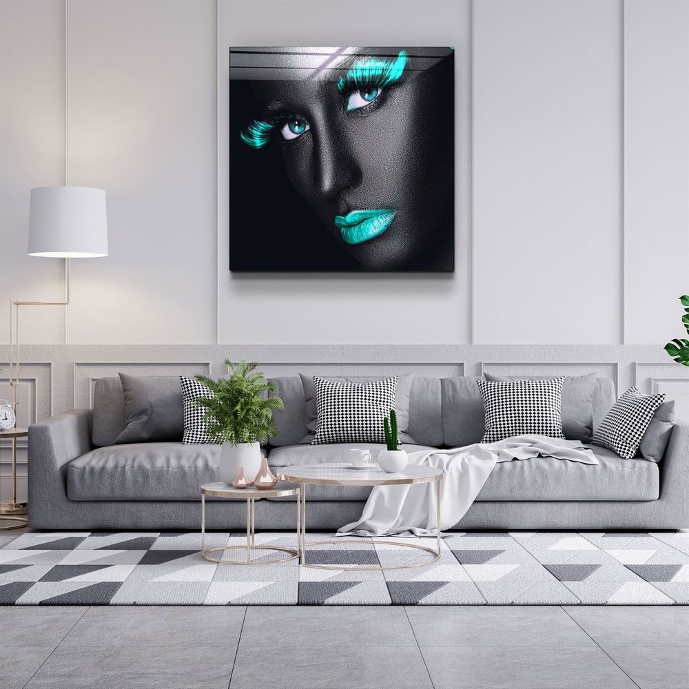 Other wall decoration - ・"Green Lips and Eyes"・Glass Wall Art | Artdesigna Glass Printing Wall Arts. - ARTDESIGNA