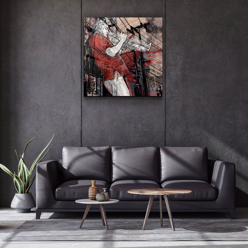 Autres décorations murales - ・"Abstract Musician V2"・Glass Wall Art | Artdesigna Glass Printing Wall Arts. - ARTDESIGNA