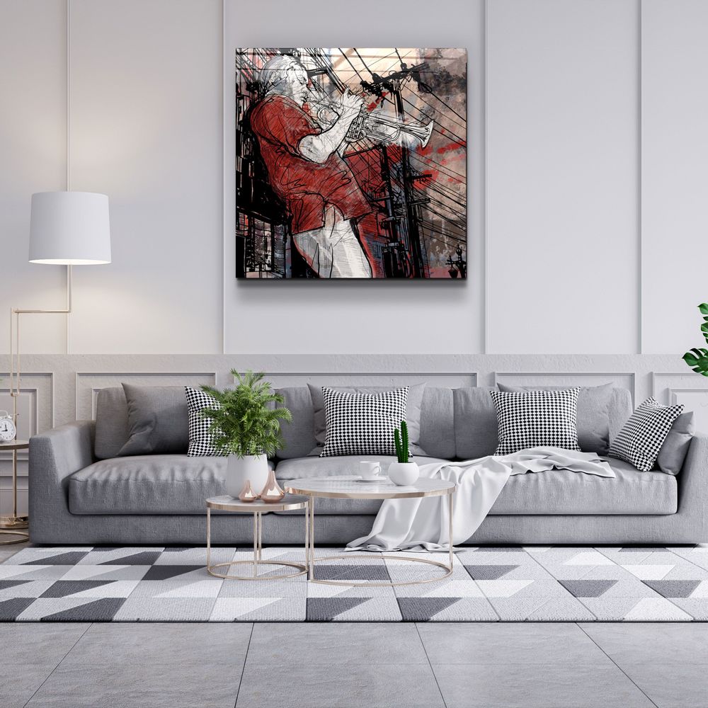 Autres décorations murales - ・"Abstract Musician V2"・Glass Wall Art | Artdesigna Glass Printing Wall Arts. - ARTDESIGNA