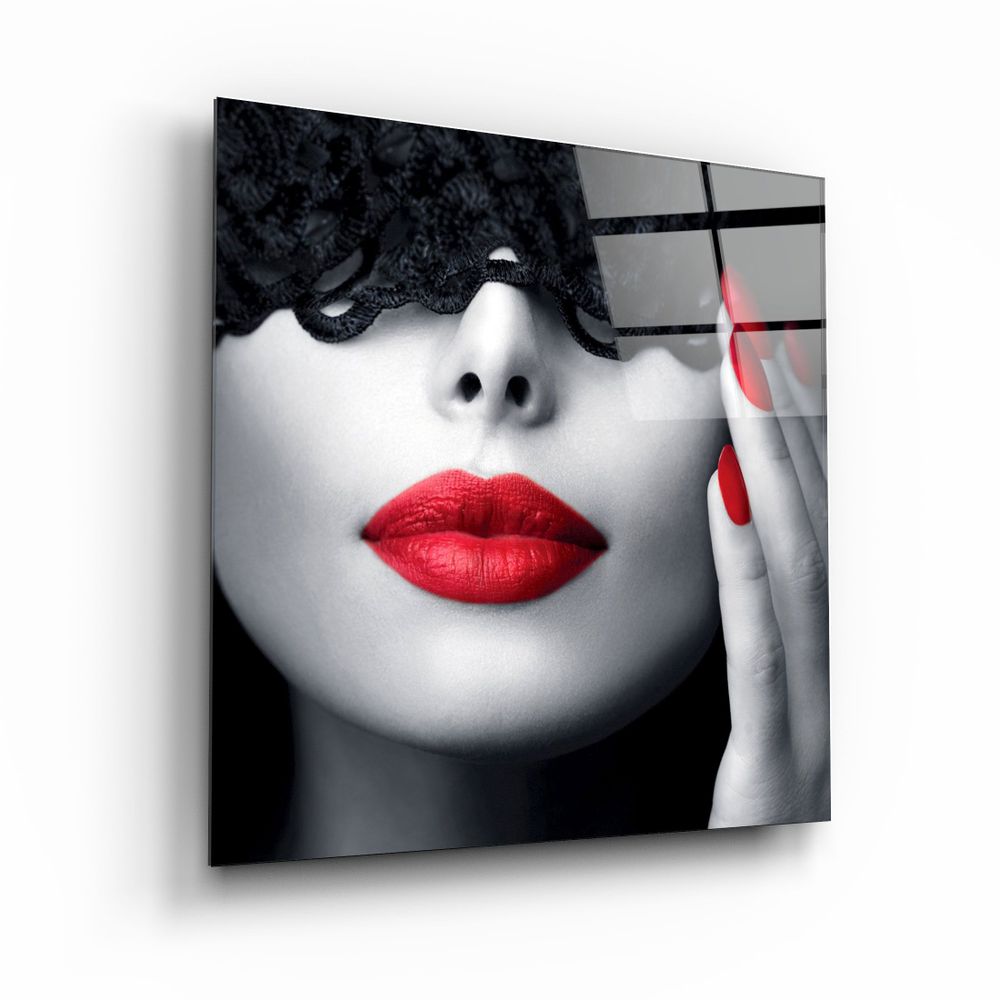 Autres décorations murales - ・"Red Lips and Nails"・Glass Wall Art | Artdesigna Glass Printing Wall Arts. - ARTDESIGNA