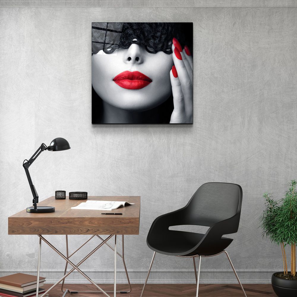 Autres décorations murales - ・"Red Lips and Nails"・Glass Wall Art | Artdesigna Glass Printing Wall Arts. - ARTDESIGNA