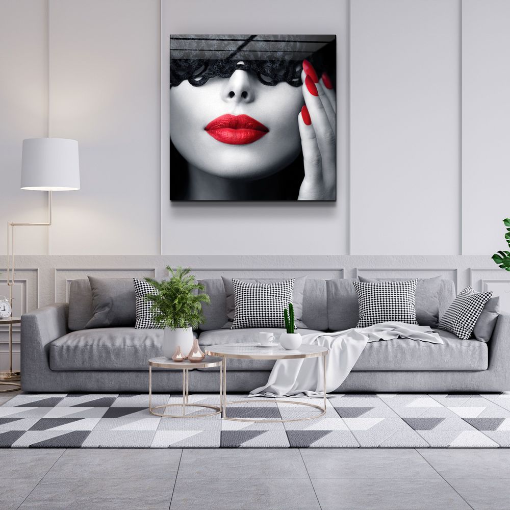 Autres décorations murales - ・"Red Lips and Nails"・Glass Wall Art | Artdesigna Glass Printing Wall Arts. - ARTDESIGNA