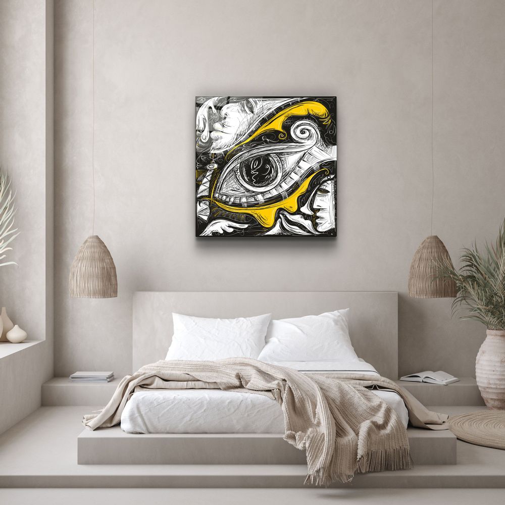 Autres décorations murales - ・"Abstract Faces and Eyes"・Glass Wall Art | Artdesigna Glass Printing Wall Arts. - ARTDESIGNA
