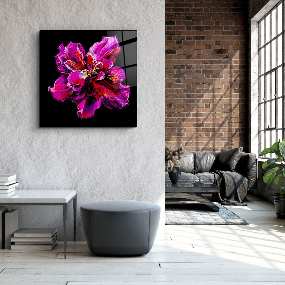 Other wall decoration - ・"Abstract Purple Flower"・Glass Wall Art | Artdesigna Glass Printing Wall Arts. - ARTDESIGNA